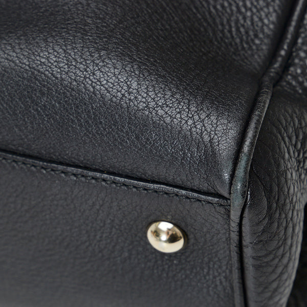 グッチ バンブー ショッパー ミディアム ハンドバッグ ショルダーバッグ 2WAY 323660 ブラック レザー レディース GUCCI 【中古】