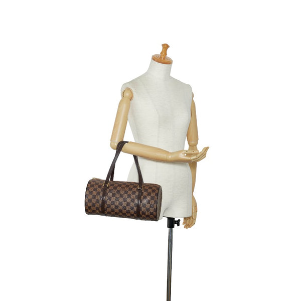 ルイ ヴィトン ダミエ パピヨンGM ハンドバッグ ショルダーバッグ N51303  ブラウン PVC レザー レディース LOUIS VUITTON 【中古】