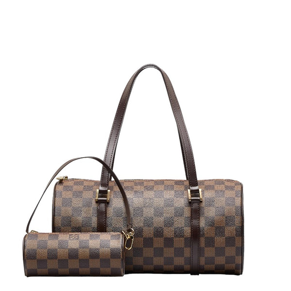 ルイ ヴィトン ダミエ パピヨンGM ハンドバッグ ショルダーバッグ N51303  ブラウン PVC レザー レディース LOUIS VUITTON 【中古】