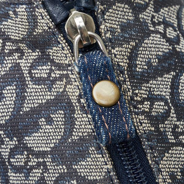 ディオール トロッター 斜め掛け ショルダーバッグ ネイビー キャンバス レザー レディース Dior 【中古】