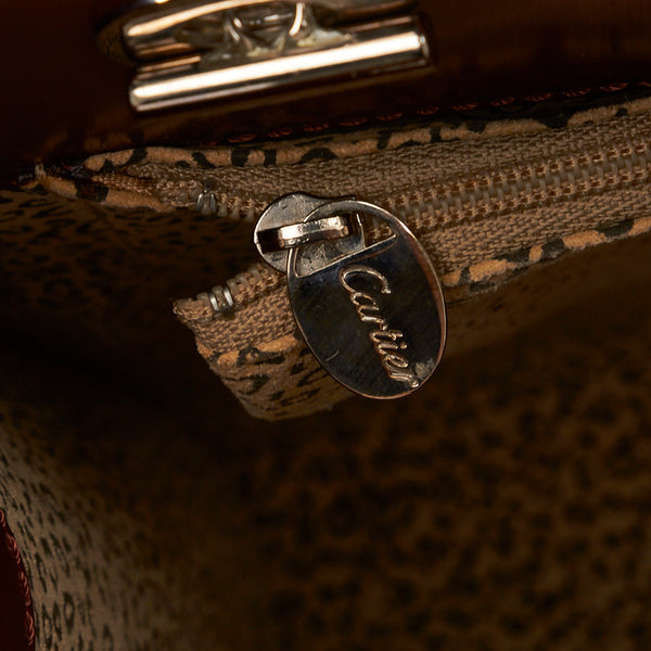 カルティエ パンテール ハンドバッグ トートバッグ ブラウン レザー レディース CARTIER 【中古】