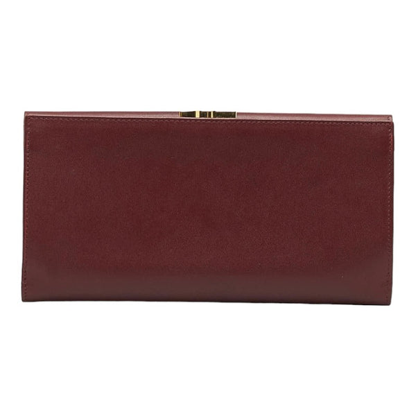 カルティエ マスト インターナショナル ウォレット 長財布 ボルドー ワインレッド レザー レディース CARTIER 【中古】