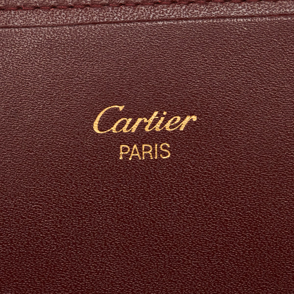 カルティエ マスト インターナショナル ウォレット 長財布 ボルドー ワインレッド レザー レディース CARTIER 【中古】