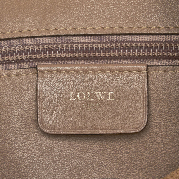 ロエベ マドリード アナグラム ゴールド金具 斜め掛け ショルダーバッグ ピンクグレー レザー レディース LOEWE 【中古】