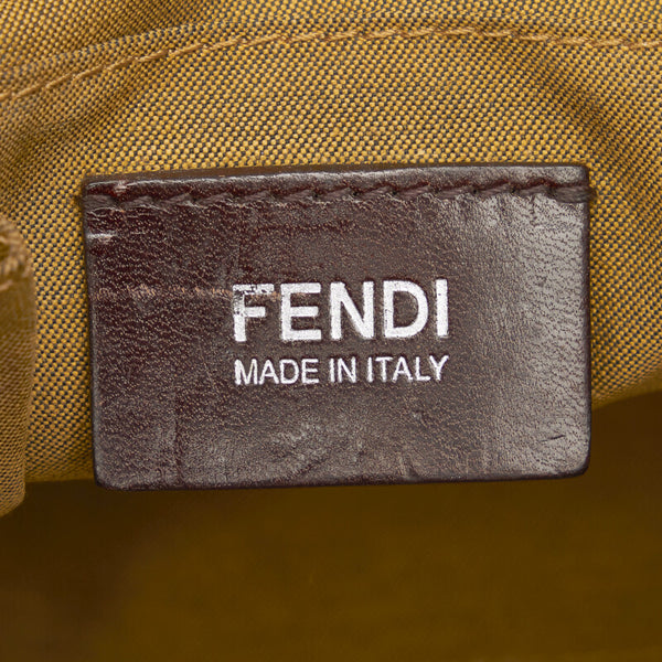 フェンディ ズッカ アンジップド ハンドバッグ ボストンバッグ 8BR623 ベージュ レザー レディース FENDI 【中古】