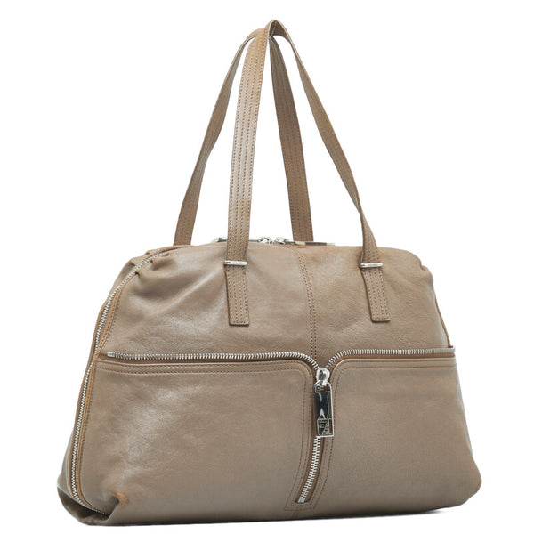 フェンディ ズッカ アンジップド ハンドバッグ ボストンバッグ 8BR623 ベージュ レザー レディース FENDI 【中古】