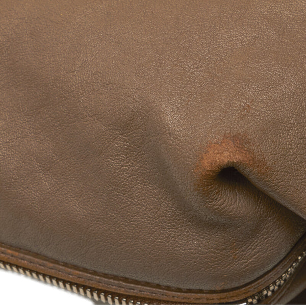 フェンディ ズッカ アンジップド ハンドバッグ ボストンバッグ 8BR623 ベージュ レザー レディース FENDI 【中古】