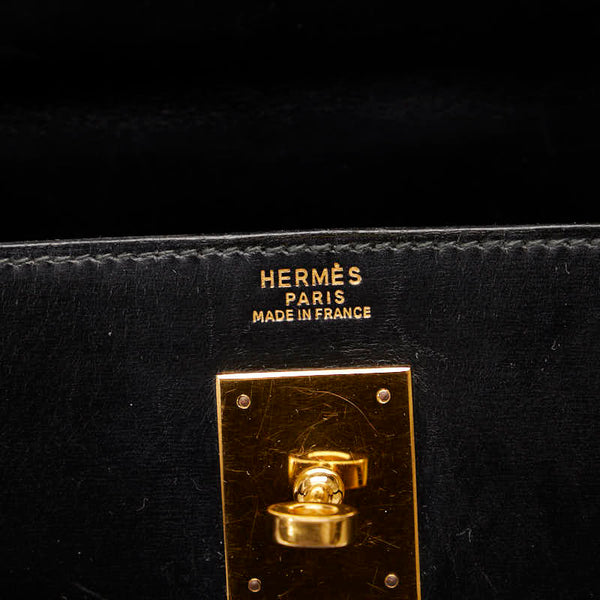 エルメス ケリー32 外縫い ハンドバッグ ショルダーバッグ 2WAY ブラック ボックスカーフ レディース HERMES 【中古】