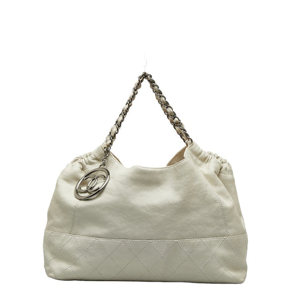 シャネル ワイルドステッチ ココマーク ショルダーバッグ ホワイト レザー レディース CHANEL 【中古】