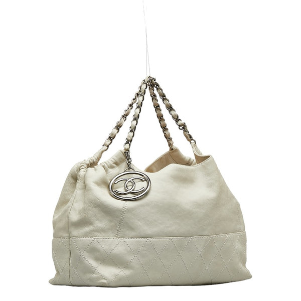 シャネル ワイルドステッチ ココマーク ショルダーバッグ ホワイト レザー レディース CHANEL 【中古】