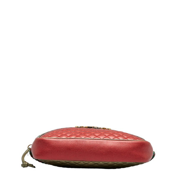 グッチ トラプンタータ ラミネートキルティング ホースビット インターロッキングG 斜め掛け ショルダーバッグ 541061 ピンク グリーン レザー レディース GUCCI 【中古】