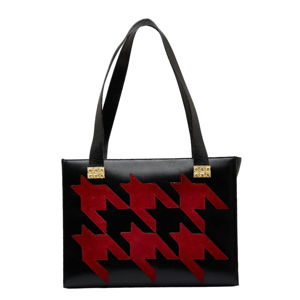 セリーヌ 千鳥格子 ハンドバッグ ブラック レッド レザー レディース CELINE 【中古】
