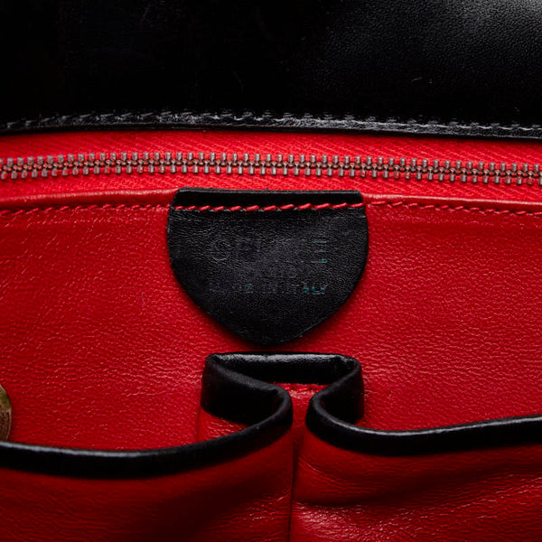 セリーヌ 千鳥格子 ハンドバッグ ブラック レッド レザー レディース CELINE 【中古】