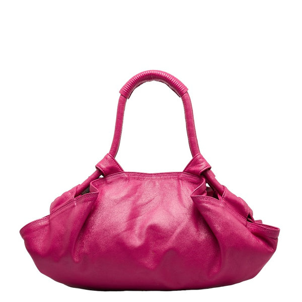 ロエベ アナグラム ナッパアイレ ハンドバッグ 011012 ピンク レザー レディース LOEWE 【中古】
