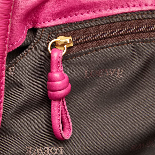ロエベ アナグラム ナッパアイレ ハンドバッグ 011012 ピンク レザー レディース LOEWE 【中古】