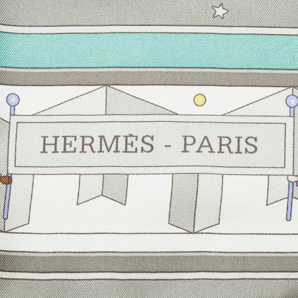 エルメス カレ90 DONNER LA MAIN 手を差しのべる スカーフ グレー マルチカラー シルク レディース HERMES 【中古】