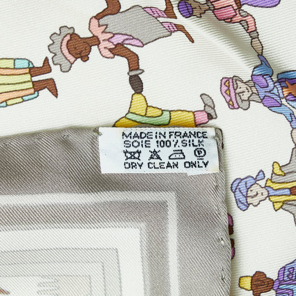 エルメス カレ90 DONNER LA MAIN 手を差しのべる スカーフ グレー マルチカラー シルク レディース HERMES 【中古】