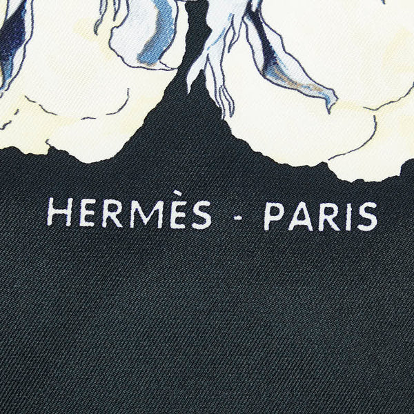 エルメス カレ90 TURBANS DES REINES 王女のターバン スカーフ ブラック マルチカラー シルク レディース HERMES 【中古】