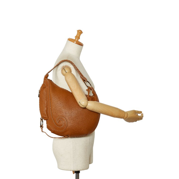 フェンディ セレリア ワンショルダーバッグ ブラウン レザー レディース FENDI 【中古】
