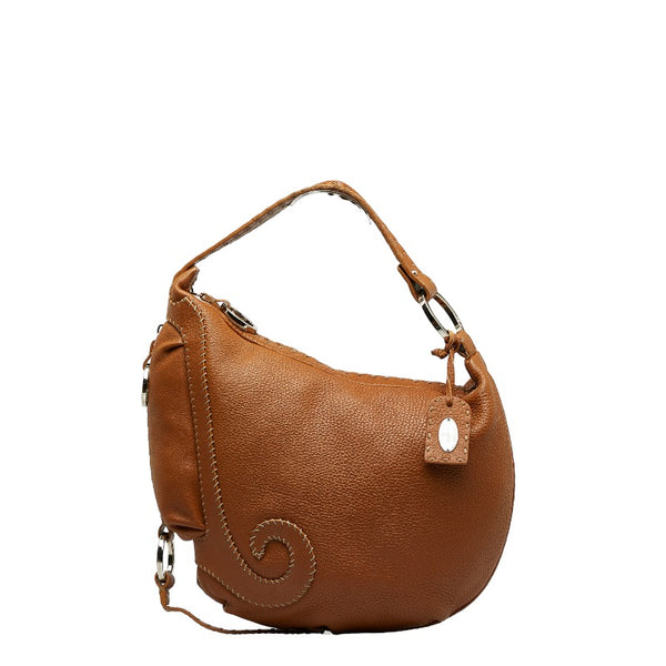 フェンディ セレリア ワンショルダーバッグ ブラウン レザー レディース FENDI 【中古】