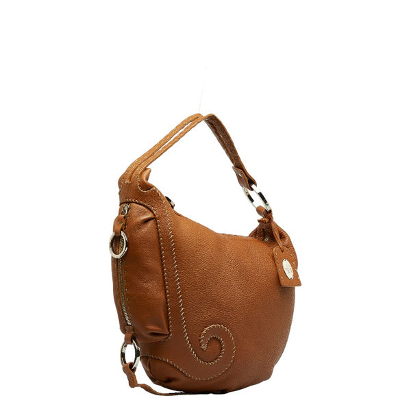 フェンディ セレリア ワンショルダーバッグ ブラウン レザー レディース FENDI 【中古】