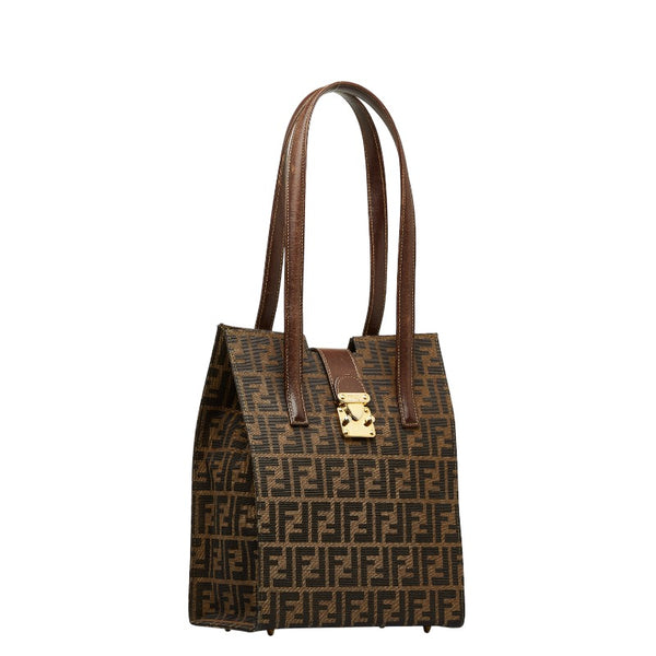 フェンディ ズッカ ゴールド金具 ショルダーバッグ トートバッグ ベージュ ブラウン キャンバス レザー レディース FENDI 【中古】
