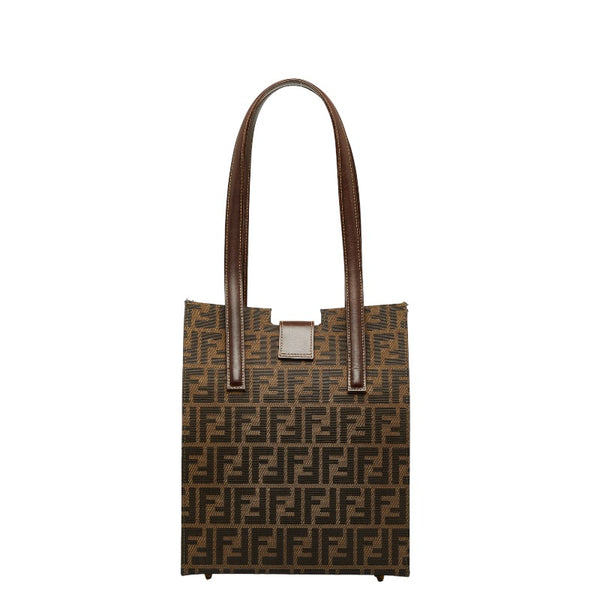 フェンディ ズッカ ゴールド金具 ショルダーバッグ トートバッグ ベージュ ブラウン キャンバス レザー レディース FENDI 【中古】