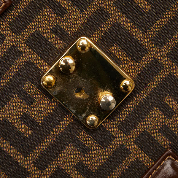 フェンディ ズッカ ゴールド金具 ショルダーバッグ トートバッグ ベージュ ブラウン キャンバス レザー レディース FENDI 【中古】