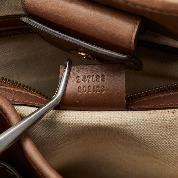 グッチ GG トートバッグ ハンドバッグ 247183 ブラウン レザー レディース GUCCI 【中古】