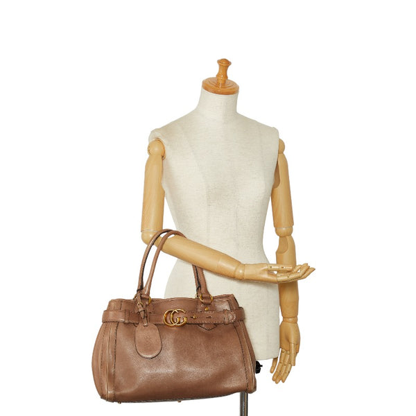 グッチ GG トートバッグ ハンドバッグ 247183 ブラウン レザー レディース GUCCI 【中古】