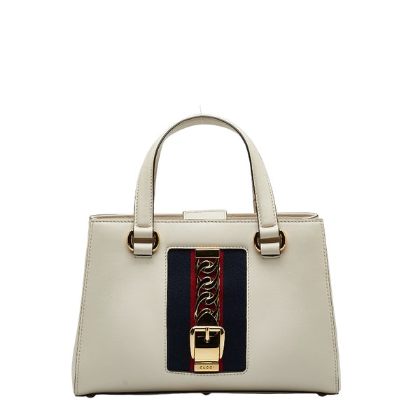 グッチ シルヴィ ハンドバッグ ショルダーバッグ 2WAY 460381 ホワイト アイボリー レザー レディース GUCCI 【中古】