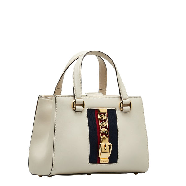 グッチ シルヴィ ハンドバッグ ショルダーバッグ 2WAY 460381 ホワイト アイボリー レザー レディース GUCCI 【中古】