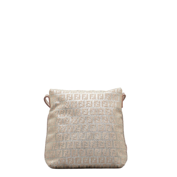 フェンディ ズッキーノ ラメ 斜め掛け ショルダーバッグ  8BT075 ピンク シルバー キャンバス レザー レディース FENDI 【中古】