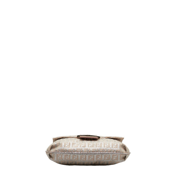 フェンディ ズッキーノ ラメ 斜め掛け ショルダーバッグ  8BT075 ピンク シルバー キャンバス レザー レディース FENDI 【中古】
