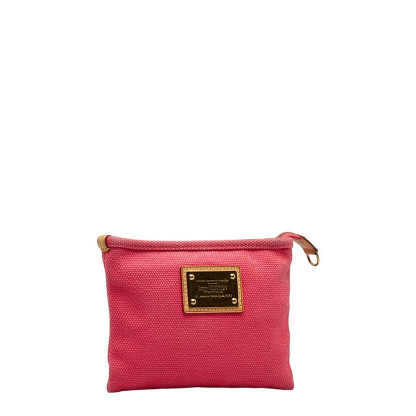 ルイ ヴィトン アンティグア ポシェットプラットPM ポーチ M40068 ローズピンク ピンク キャンバス レザー レディース LOUIS VUITTON 【中古】