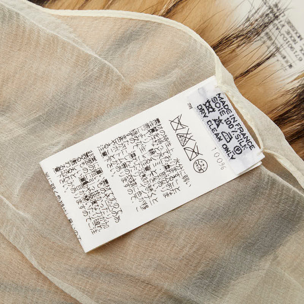 エルメス ファー マフラー アイボリー ブラウン ラクーン シルク レディース HERMES 【中古】