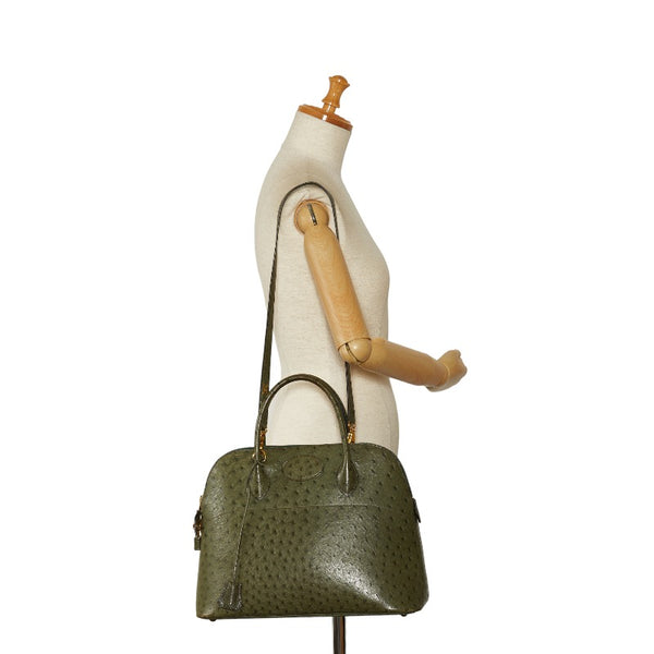 エルメス ボリード 35 ハンドバッグ ショルダーバッグ 2WAY グリーン オーストリッチ レディース HERMES 【中古】