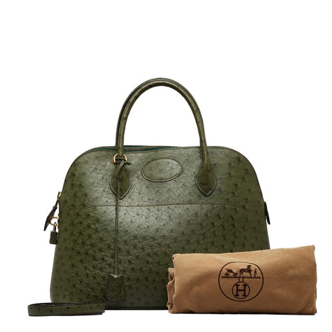 エルメス ボリード 35 ハンドバッグ ショルダーバッグ 2WAY グリーン オーストリッチ レディース HERMES 【中古】