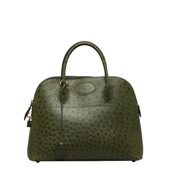 エルメス ボリード 35 ハンドバッグ ショルダーバッグ 2WAY グリーン オーストリッチ レディース HERMES 【中古】