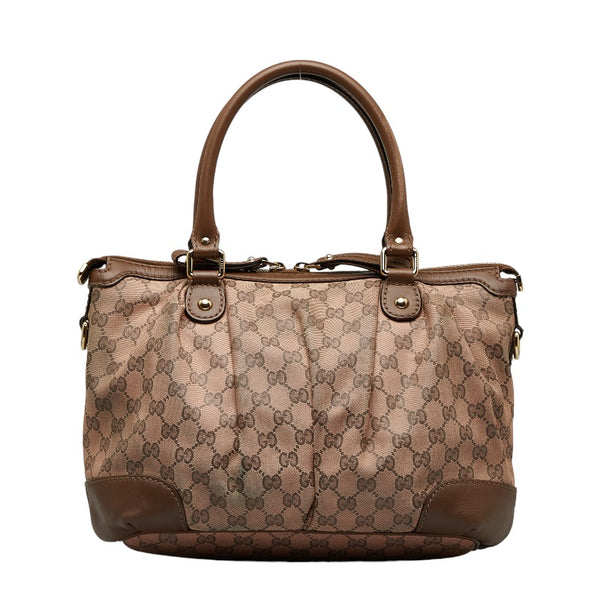 グッチ GGキャンバス スーキー ハンドバッグ ショルダーバッグ 2WAY 247902 ピンク ブラウン キャンバス レザー レディース GUCCI 【中古】