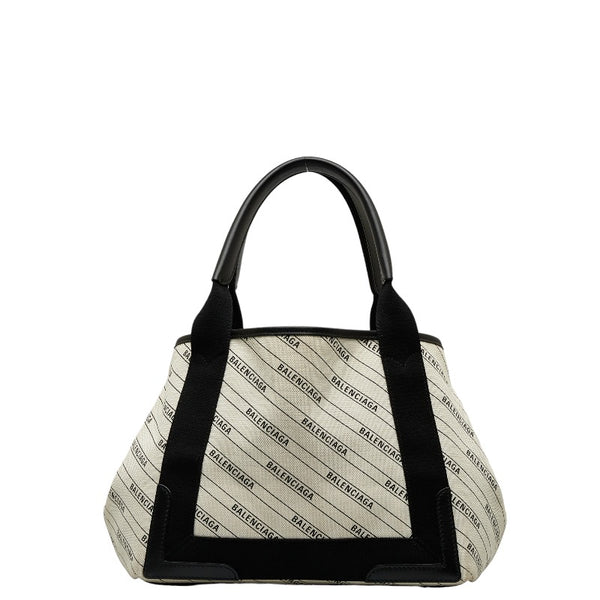バレンシアガ ネイビー ハンドバッグ ショルダーバッグ 2WAY 339933 ホワイト ブラック キャンバス レディース BALENCIAGA 【中古】