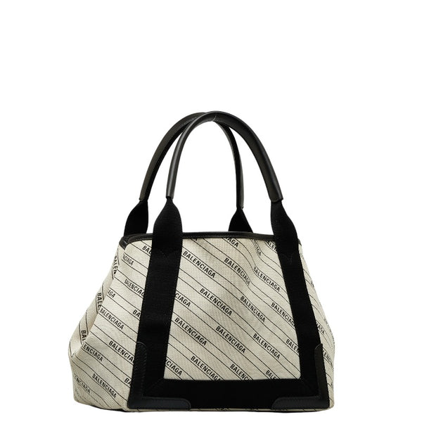 バレンシアガ ネイビー ハンドバッグ ショルダーバッグ 2WAY 339933 ホワイト ブラック キャンバス レディース BALENCIAGA 【中古】