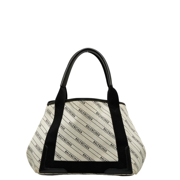 バレンシアガ ネイビー ハンドバッグ ショルダーバッグ 2WAY 339933 ホワイト ブラック キャンバス レディース BALENCIAGA 【中古】