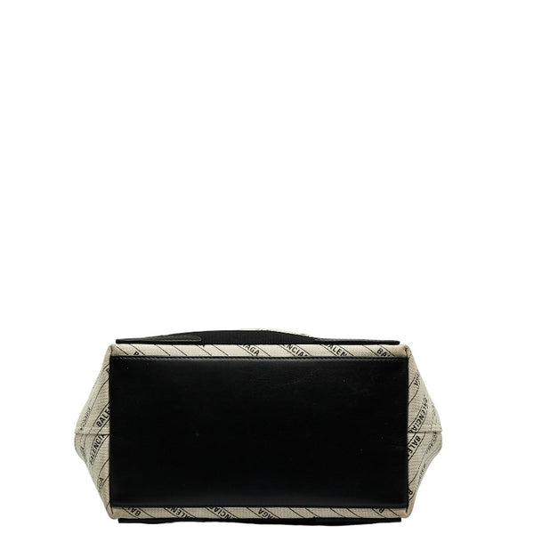 バレンシアガ ネイビー ハンドバッグ ショルダーバッグ 2WAY 339933 ホワイト ブラック キャンバス レディース BALENCIAGA 【中古】