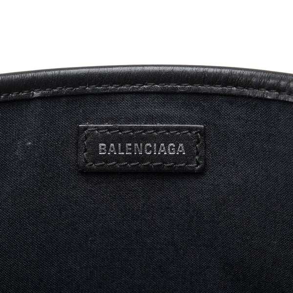 バレンシアガ ネイビー ハンドバッグ ショルダーバッグ 2WAY 339933 ホワイト ブラック キャンバス レディース BALENCIAGA 【中古】
