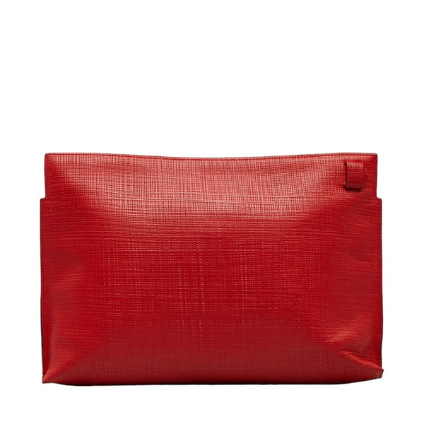 ロエベ ロゴ アナグラム クラッチバッグ レッド レザー レディース LOEWE 【中古】