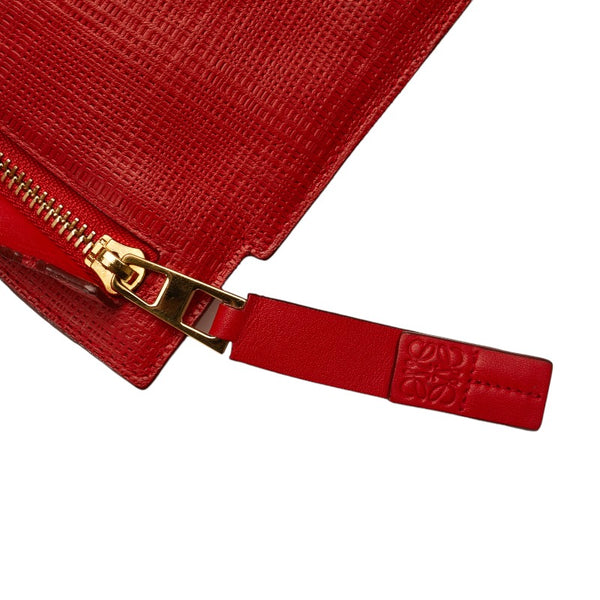 ロエベ ロゴ アナグラム クラッチバッグ レッド レザー レディース LOEWE 【中古】