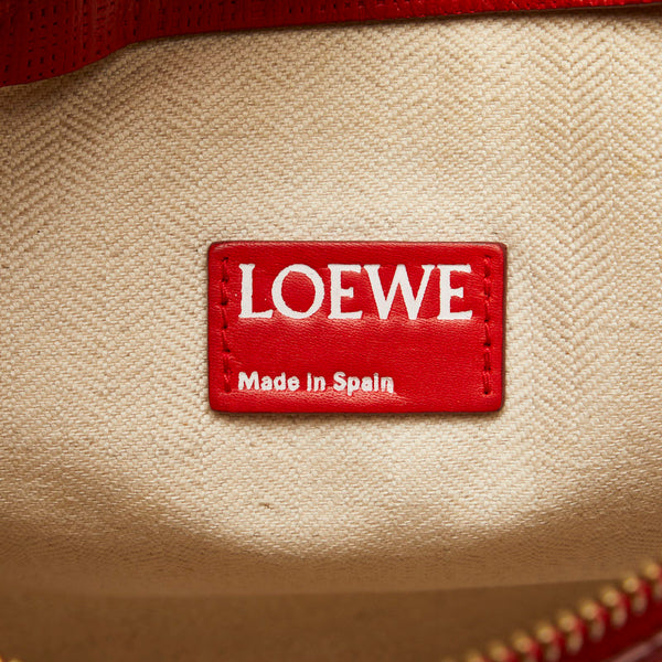 ロエベ ロゴ アナグラム クラッチバッグ レッド レザー レディース LOEWE 【中古】
