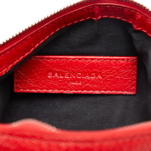 バレンシアガ クラシック クリップM クラッチバッグ フラットポーチ 273021 レッド レザー レディース BALENCIAGA 【中古】
