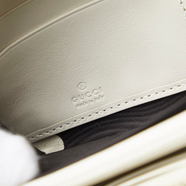 グッチ シルヴィ エンブロイダリー ラウンドファスナー 長財布 476083 ホワイト マルチカラー レザー レディース GUCCI 【中古】